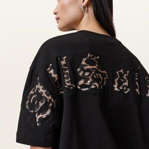 All Saints Fuse Etta Oversized Black Graphic Tee. Size M